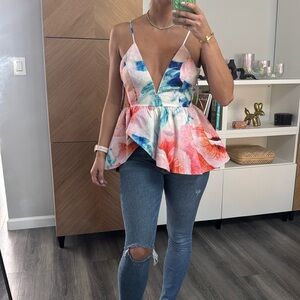 Watercolor peplum top